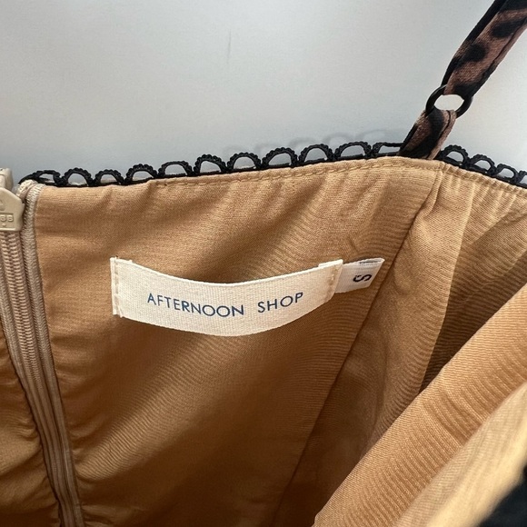 Afternoon Shop Leopard Animal Print Bandeau Side Slits Slip Midi Slinky Dress - Picture 5 of 11